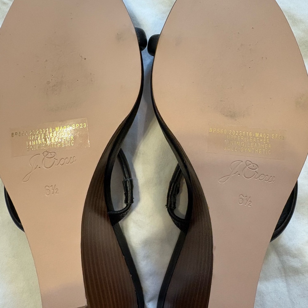 J Crew black leather wedge sandal size 6.5 new no tags - Picture 5 of 5